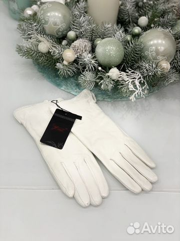 Перчатки кожаные белые новые