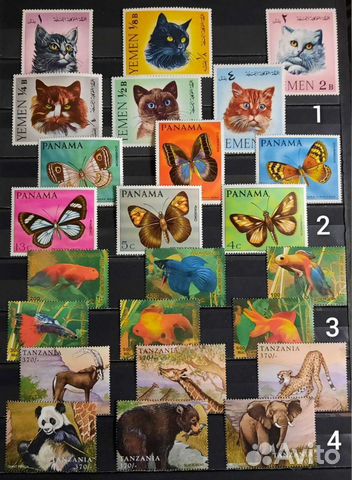 Коллекция марок фауна 60-90х 8 (чистые)