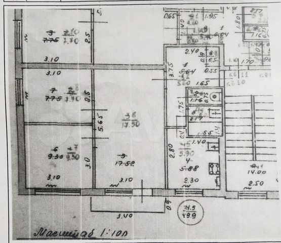 3-к. квартира, 49,9 м², 4/5 эт.