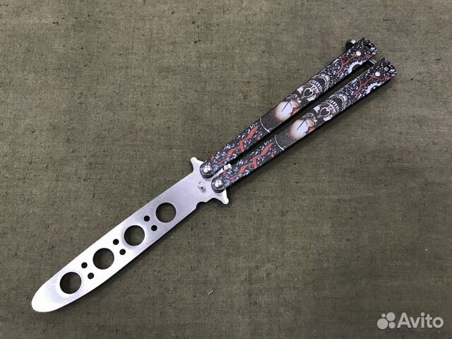 Нож бабочка тренировочный Череп