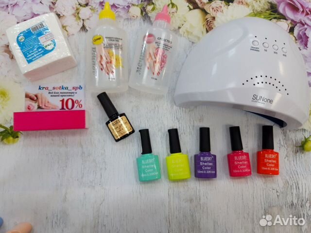 Набор для шеллака с лампой 48 ватт + 5 гель лаков