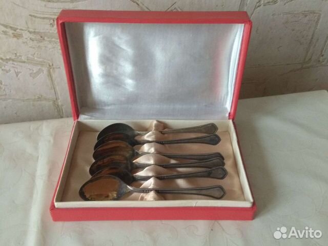 Набор кофейных ложечек мельхиор с позолотой, СССР