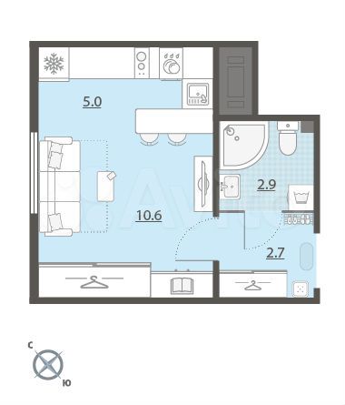 Квартира-студия, 21,4 м², 14/25 эт.
