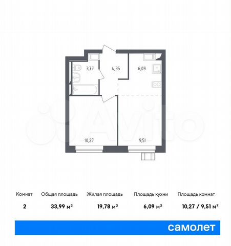 2-к. квартира, 34 м², 17/17 эт.