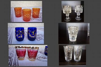 Рюмки цветное стекло СССР хрусталь Богемия винтаж