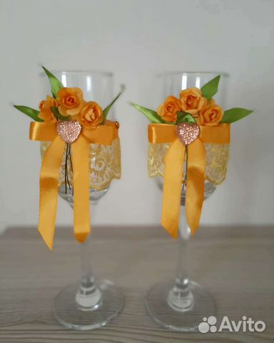 Свадебные бокалы, декор свадебных бутылок