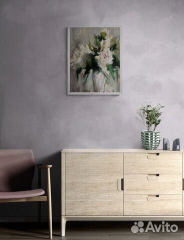 Картина маслом на холсте цветы «Белый букет»