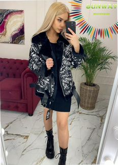 Дубленка в стиле граффити