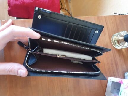 Портмоне мужское (клатч) на молнии кожанный