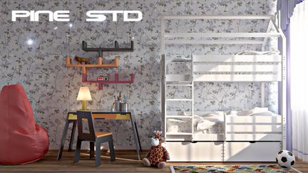 Двухъярусная кровать домик 2 матраса в подарок