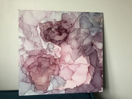 Картина спиртовыми чернилами (абстракция пионы)