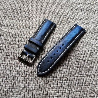 Ремешок 22/20 для часов из кожи джинсовый градиент