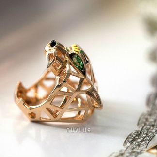 Cartier пантера золотое кольцо цавориты