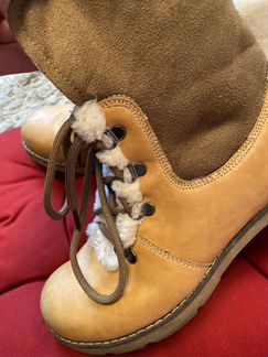 Коричневые меховые полусапожки