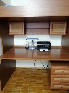 Детская кровать со столом и шкафом Лазурит