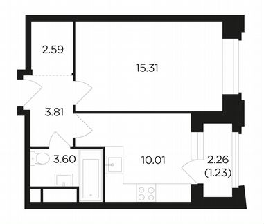 1-к квартира, 36.6 м², 2/27 эт.