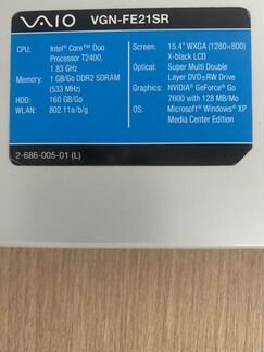 Ноутбук Sony vaio vgn-fe21sr