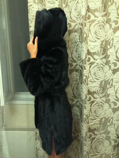 Норковая шуба с капюшоном