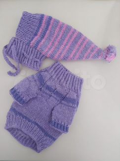 Вязаные кофточка и шапочка для собачки или котика