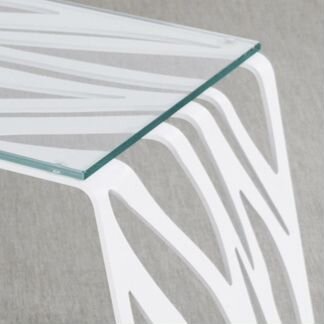 Дизайнерский стеклянный журнальный стол белый