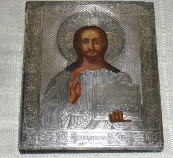 Икона Господь Вседержитель Спас. Серебро. Масло