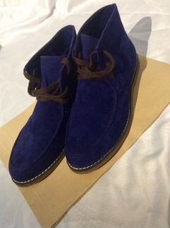 Ботинки мужские 41 размер синие коричневые шнурки