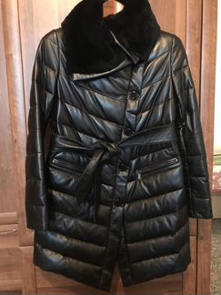 Пальто кожаное зимнее