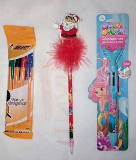 Ручки цветная / Набор ручек цветных BIC / Новогодн