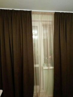 Шторы+ тюль софт цвет шоколадный