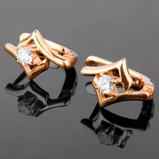 Золотые серьги с бриллиантами 0.22Ct