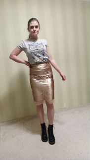 Юбка с пайетками золотистыми