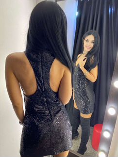 Платье в паетках Saint Laurent