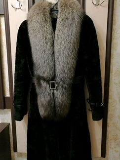 Шуба женская из мутона и песца