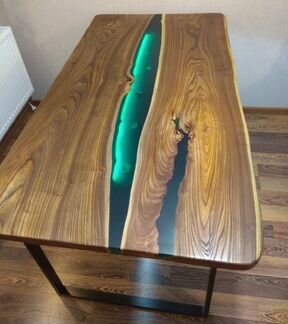 Стол река из слэба с подсветкой, стол-река, массив