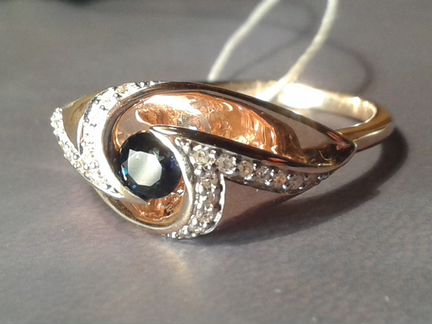 Элитное кольцо с сапфиром и бриллиантами 0.48 кар