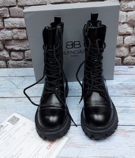 Кожаные чёрные ботинки balenciaga зимние,осенние