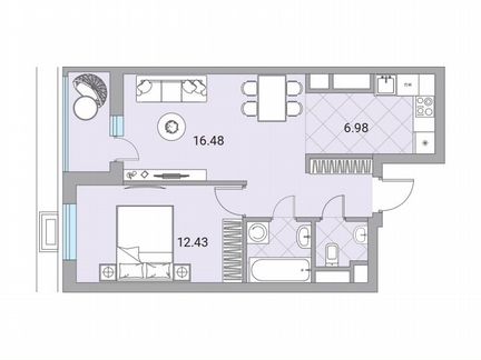 2-к квартира, 45.1 м², 9/24 эт.