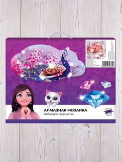 Картина стразами «Пионы и розы» 40х40