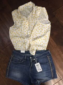 Блузка mango,шорты Collins, балетки furla