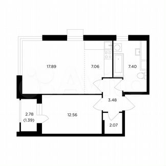 2-к квартира, 51.9 м², 11/26 эт.