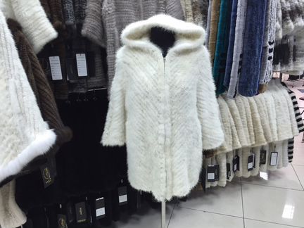 Шуба из вязанной норки