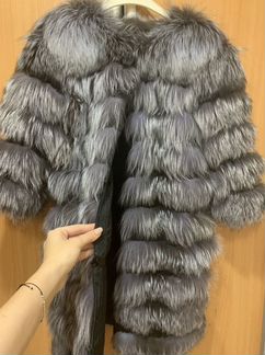 Шуба из песца серая