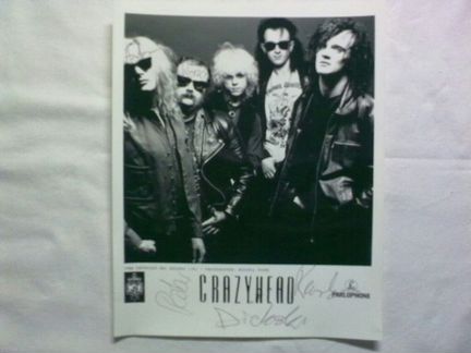 Фото с автографами группы crazyhead. 1988 год