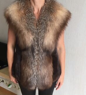 Меховая жилетка, норка с лисой