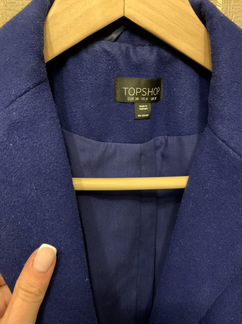 Синее пальто topshop