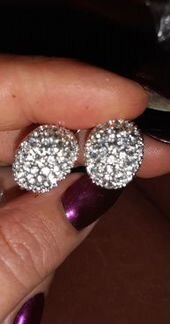 Серьги-гвоздики с фианитами