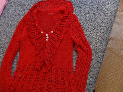 Бардовая сетчатая кофточка