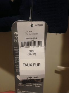 Новая парка Gap, рост 160см, наполнитель primaloft