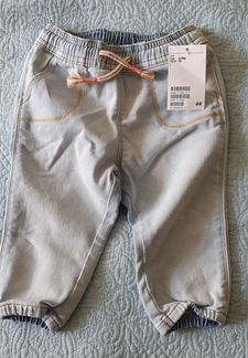 Новые голубые брюки из денима H&M, р.74, 6-9 мес
