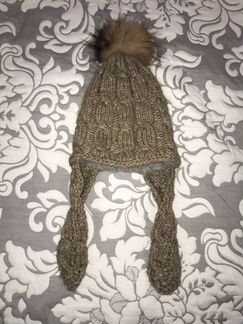 Новая вязаная шапка с меховым помпоном р. 48